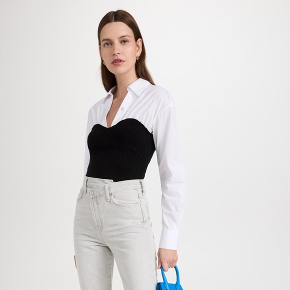 STAUD Hazel Top Size XS Sweater Button Up Corset Style Dark Academia 90s Style - Picture 3 of 13